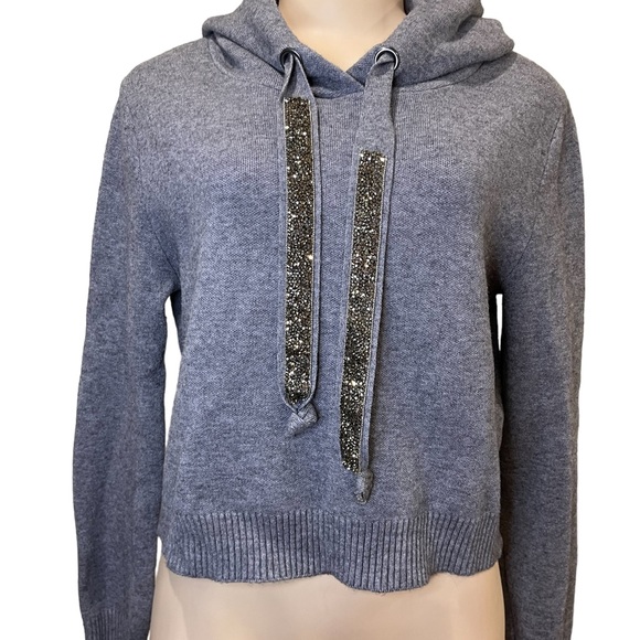 Zara Tops Zara Knit Sparkle Cropped Hoodie Sweater Poshmark